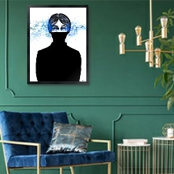 «Аква» в интерьере в классическом стиле с зеленой стеной