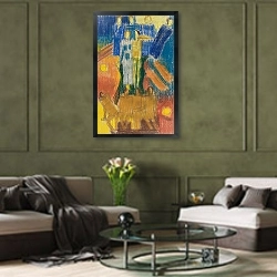 «Свадебная пара» в интерьере гостиной в оливковых тонах