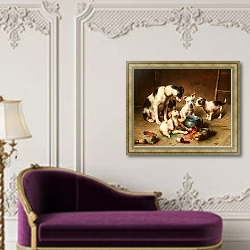 «Начинающие художники» в интерьере в классическом стиле над банкеткой