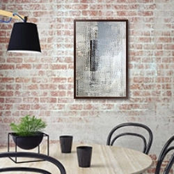 «Нейтрально-серая абстракция» в интерьере кухни в стиле лофт с кирпичной стеной