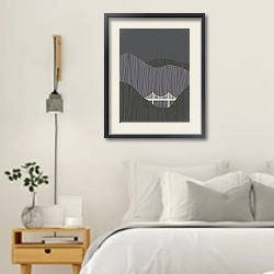 «Rain in the mountains» в интерьере белой спальни в скандинавском стиле