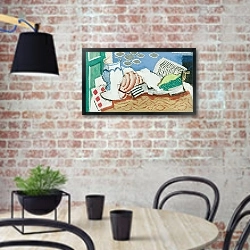 «Натюрморт В Газете» в интерьере современной кухни с кирпичной стеной