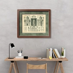 «Архитектура №1: Базилика Сан Витале в Равенне, Италия 1» в интерьере кабинета с серыми стенами над столом