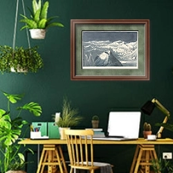«Lunar Crater» в интерьере кабинета с зелеными стенами