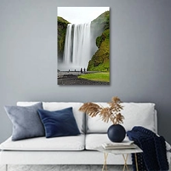 «Водопад  Скогафосс. Исландия 2» в интерьере современной гостиной в синих тонах