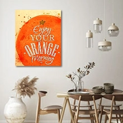 «Оранжевое утро» в интерьере кухни в стиле ретро над обеденным столом