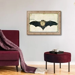 «Bat, 1522» в интерьере гостиной в бордовых тонах