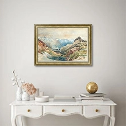 «Aussicht vom Berninapass ins Poschiavotal» в интерьере в классическом стиле над столом