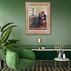 «Illustration for Lorna Doone» в интерьере гостиной в зеленых тонах
