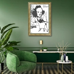 «Caricature of Felix Mendelssohn, late 19th century» в интерьере гостиной в зеленых тонах