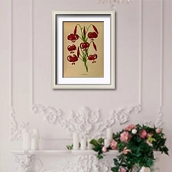 «Лилия халцедонская» в интерьере в стиле прованс над камином с лепниной