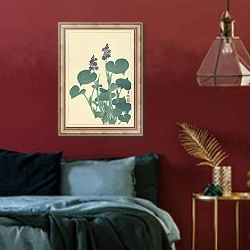 «Flowering hosta» в интерьере спальни с акцентной стеной