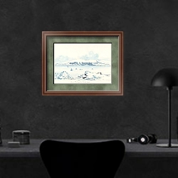 «Mount Haddington  Cape Gage» в интерьере кабинета в черных цветах над столом