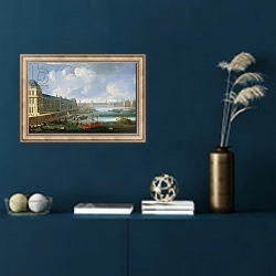 «The Seine Viewed Towards the Pont-Neuf, the Louvre and the College Mazarin, c. 1675» в интерьере в классическом стиле в синих тонах
