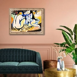 «Nudes» в интерьере классической гостиной над диваном