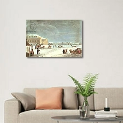 «View of the Square and the Grand Theatre, St Petersburg» в интерьере современной светлой гостиной над диваном