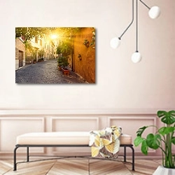 «Италия, Рим. Old street in Trastevere» в интерьере современной прихожей в розовых тонах