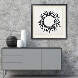 «The circles. Ring 14» в интерьере в стиле минимализм над тумбой