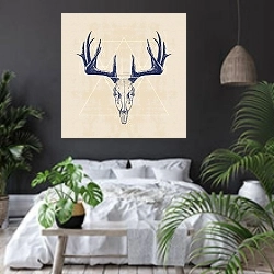 «Тайна лесного духа» в интерьере современной спальни с черными стенами