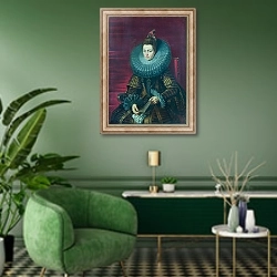 «Портрет Инфанты Изабеллы» в интерьере гостиной в зеленых тонах