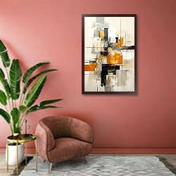 «Абстракция_07» в интерьере современной гостиной в розовых тонах