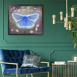 «Uncommon blue, 2015,» в интерьере в классическом стиле с зеленой стеной
