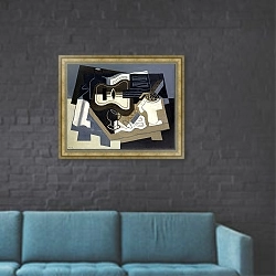 «Гитара и кларнет» в интерьере в стиле лофт с черной кирпичной стеной