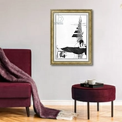 «The Platonic Lament, illustration from 'Salome' by Oscar Wilde, 1894» в интерьере гостиной в бордовых тонах