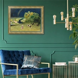 «Радуга» в интерьере в классическом стиле с зеленой стеной