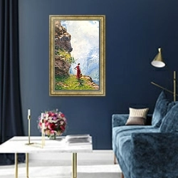 «Молодая Девушка На Берегу Фьорда» в интерьере в классическом стиле в синих тонах