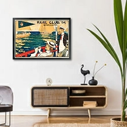 «Настоящий клуб Барселоны» в интерьере комнаты в стиле ретро над тумбой