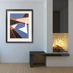 «Stained glass. Geometrical puzzle 5» в интерьере в стиле минимализм у камина