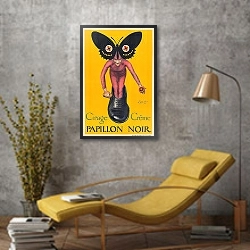 «Papillon Noir» в интерьере в стиле лофт с желтым креслом