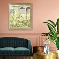 «Young Girl in the Garden» в интерьере классической гостиной над диваном