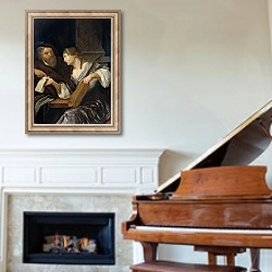 «The music lesson» в интерьере классической гостиной над камином