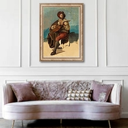 «Sitzender italienischer Musikant, Stuhl unvollendet» в интерьере гостиной в классическом стиле над диваном