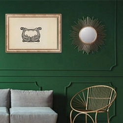 «Foot Scraper» в интерьере классической гостиной с зеленой стеной над диваном