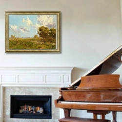 «Поздний вечер» в интерьере классической гостиной над камином