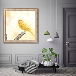 «Жёлтая птичка, акварель» в интерьере коридора в классическом стиле
