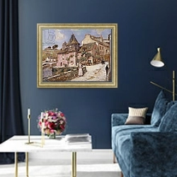 «Breton Town Scene,» в интерьере в классическом стиле в синих тонах