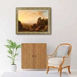 «Landschaft mit Burg» в интерьере в классическом стиле над комодом