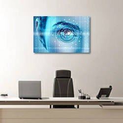 «Цифровая информация» в интерьере кабинета директора над офисным креслом