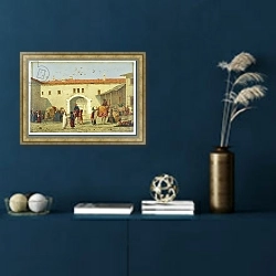 «Caravanserai at Mylasa, Turkey, 1845» в интерьере в классическом стиле в синих тонах