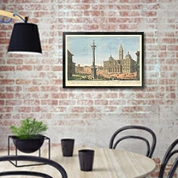 «The Church of St. Mary ye Great at Rome. With ye additional Buildings on each side. Also ye Antique Collumn brought hither from ye Temple of Peace, by Pope Paul V.» в интерьере кухни в стиле лофт с кирпичной стеной