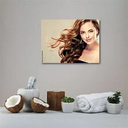 «Красивая брюнетка с длинными волнистыми волосами» в интерьере салона красоты
