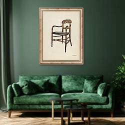 «Handcarved Chair» в интерьере зеленой гостиной над диваном