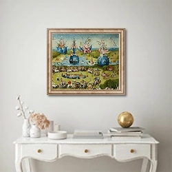 «The Garden of Earthly Delights: Allegory of Luxury, central panel of triptych, c.1500 4» в интерьере в классическом стиле над столом