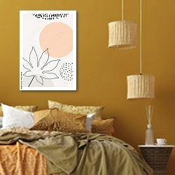 «Формы листьев 5» в интерьере спальни  в этническом стиле в желтых тонах