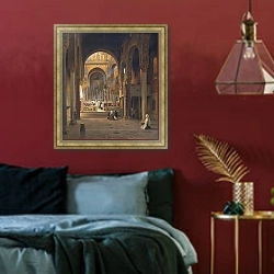 «Interior of the Capella Palatina in Palermo, Italy» в интерьере спальни с акцентной стеной