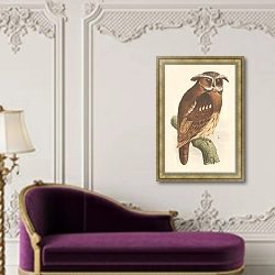 «Сова на ветке» в интерьере в классическом стиле над банкеткой